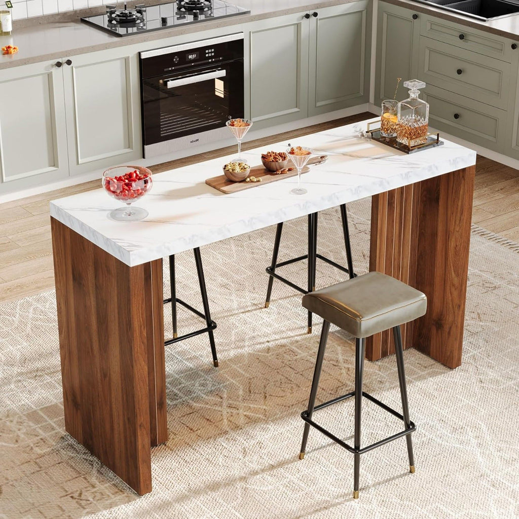 Home Bar Height Table For Kitchen - Brown / White