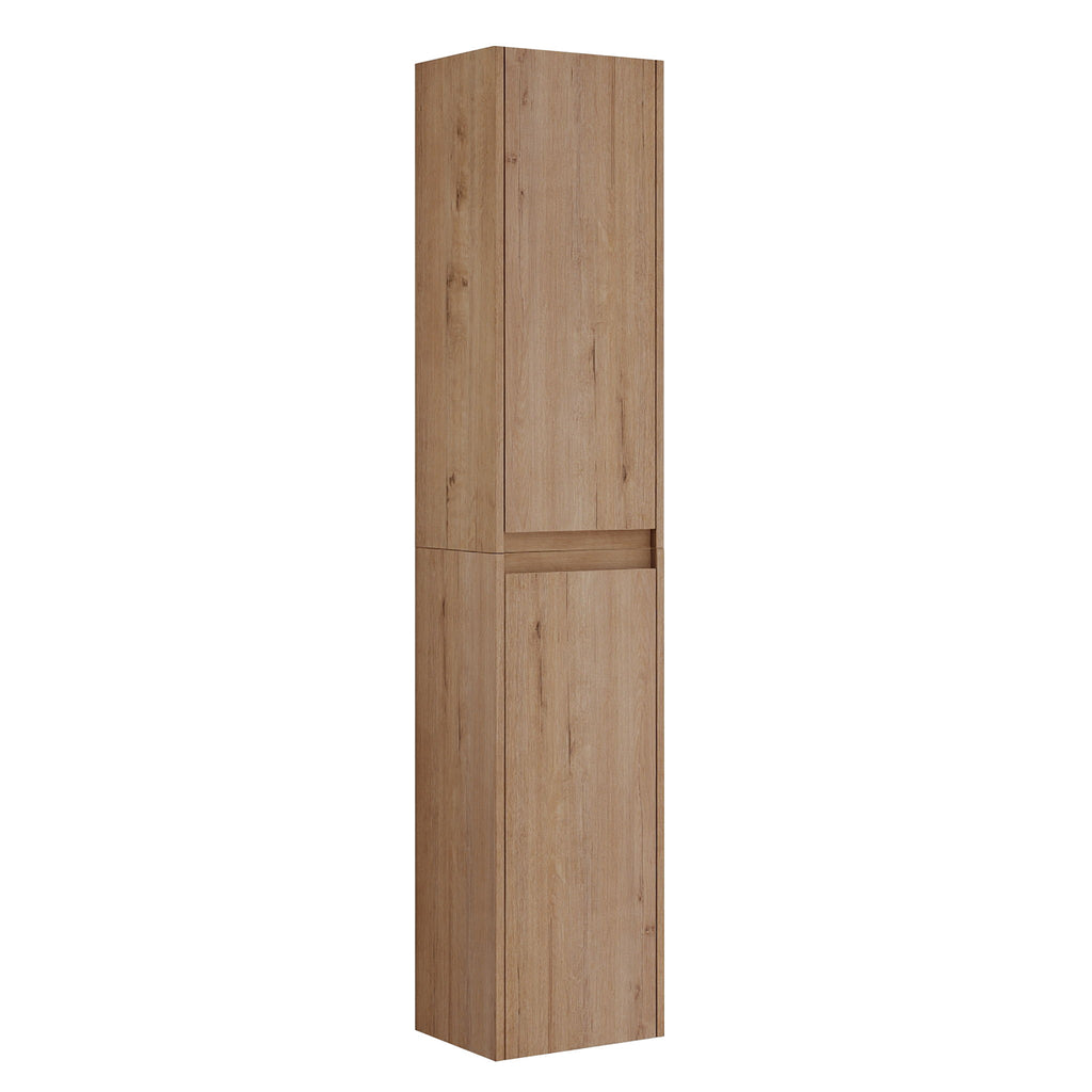 Modern Wall Mounted 30 Inch Bathroom Vanity With Resin Sink And 2 Side Cabinet In Imitative - Imitative Oak