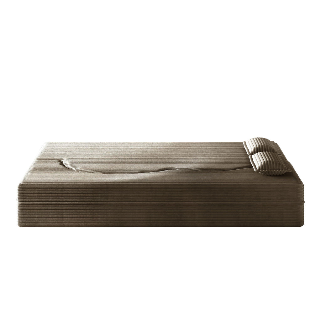Modern Floor Sofa With 2 Pillows, Convertible Twin Size Folding Mattress For Living Room