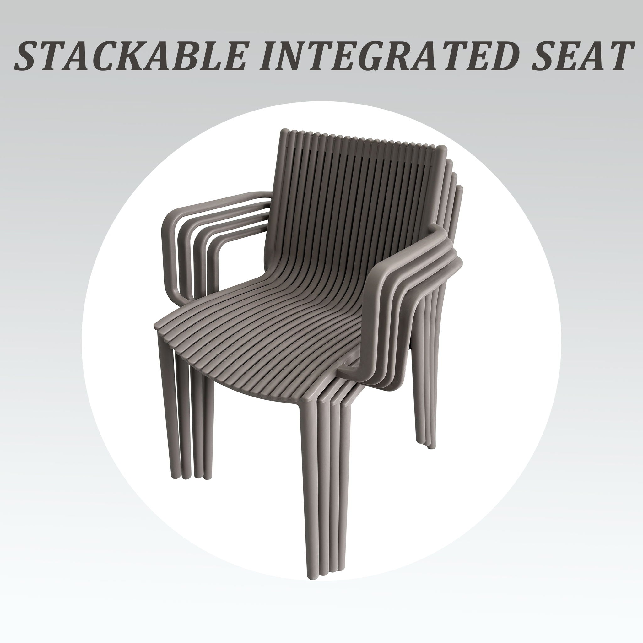 4 Modern Stackable Plastic Armchair Matched With Round Table