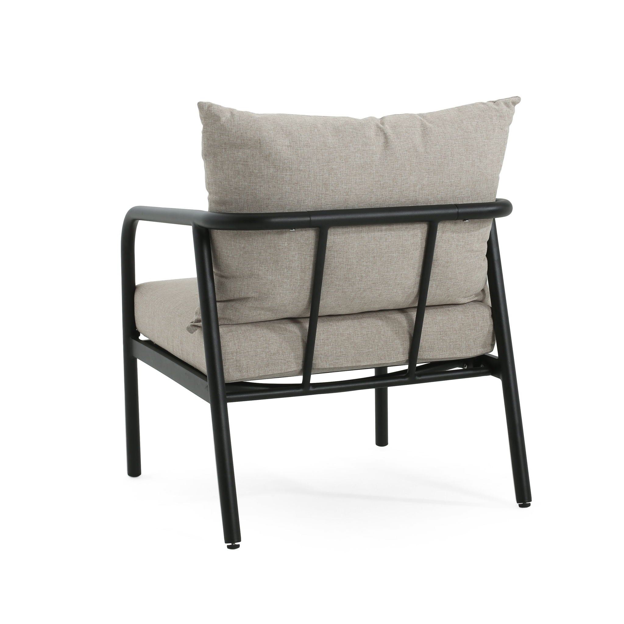 Leora - Modern Minimalist Round Tube Sofa Chair With Cushions - Beige / Black