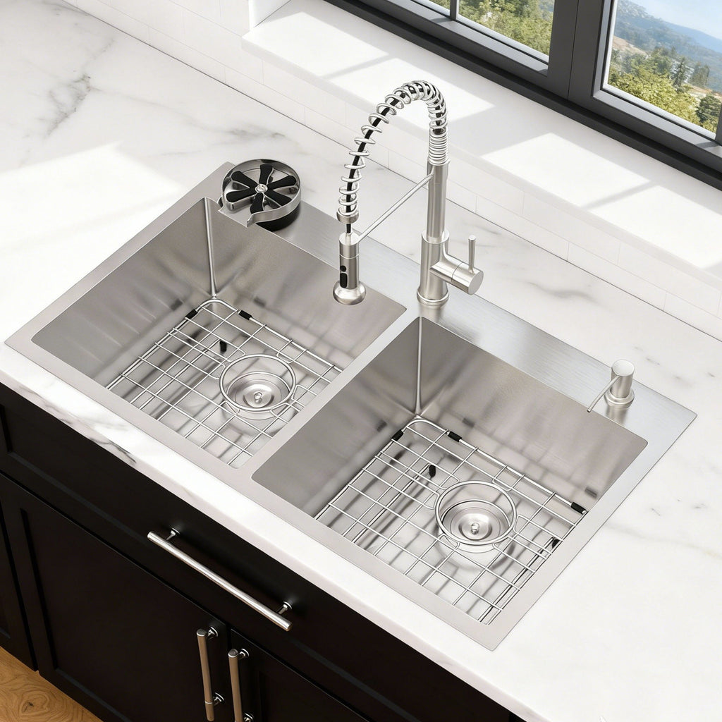Double Bowl Drop-In Sink With 2 Basins