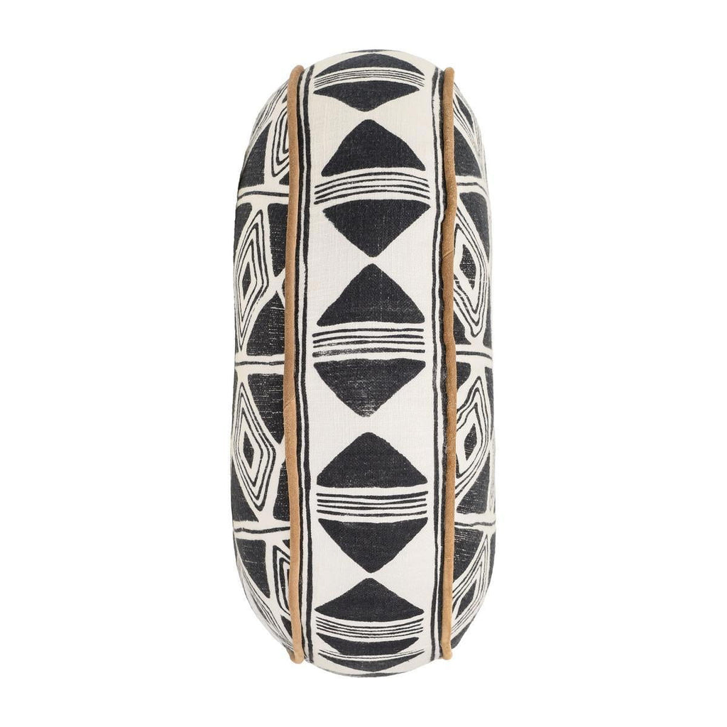 Radiant Oasis - 18" Round Nubia Pillow - Black / White