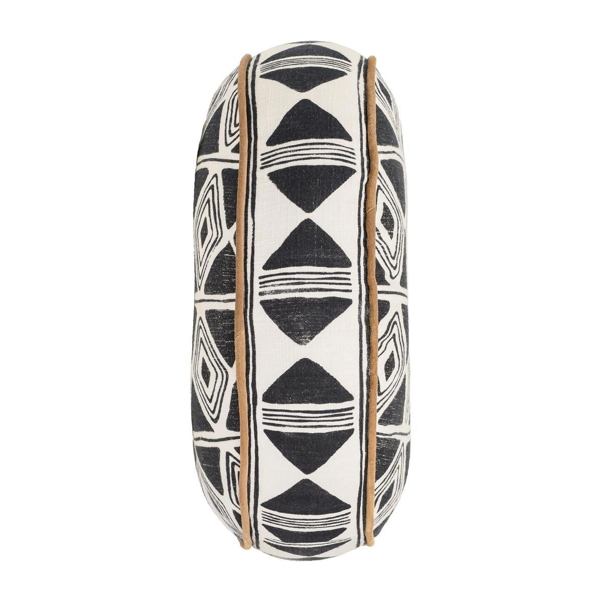 Radiant Oasis - 18" Round Nubia Pillow - Black / White