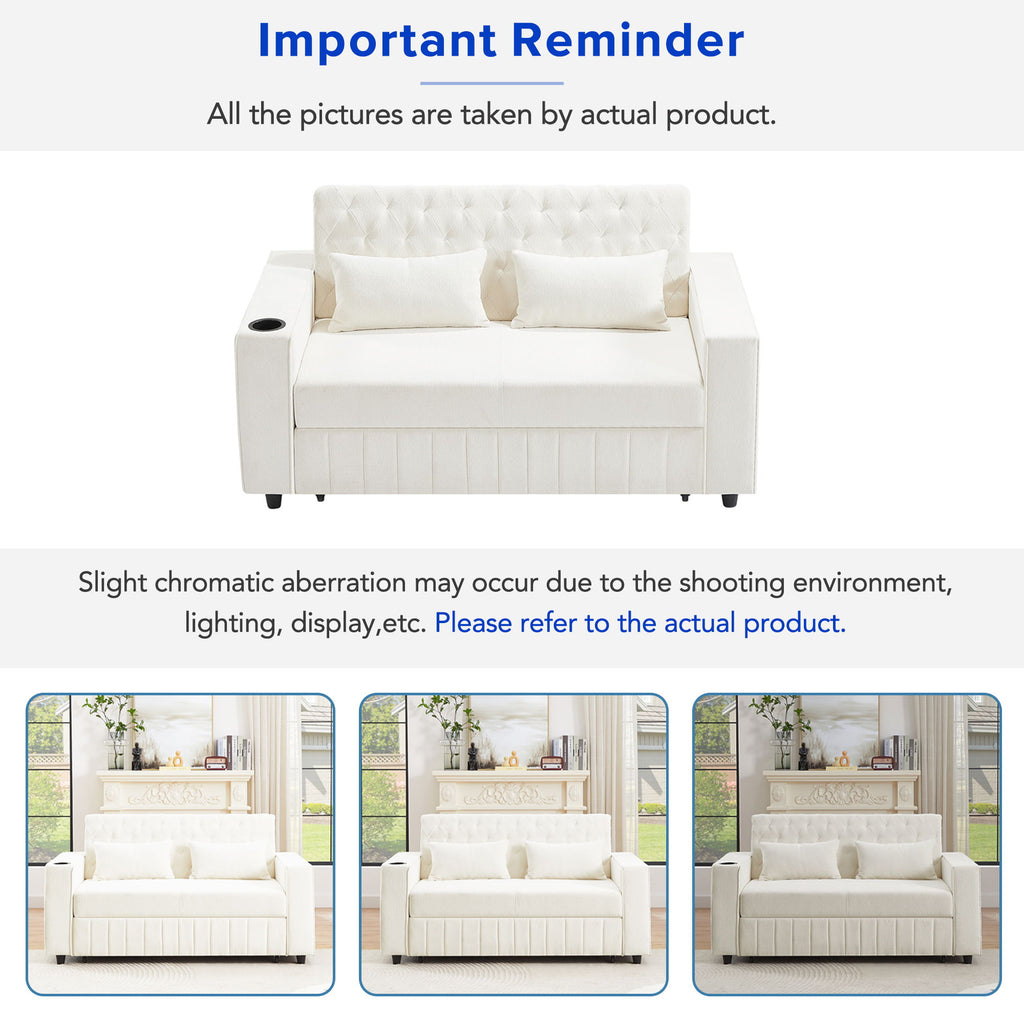 Pull-Out Sofa Bed Convertible Couch With Adjustable Backrest For Living Room