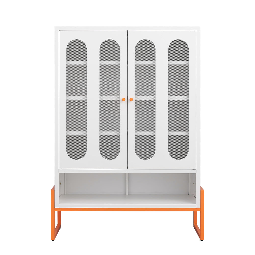 Modern Metal Shoe Cabinet With DoublebSided Doors And Adjustable Partitions