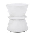 Outdoor Lightweight Concrete End Table With Hourglass Structure - Antique White