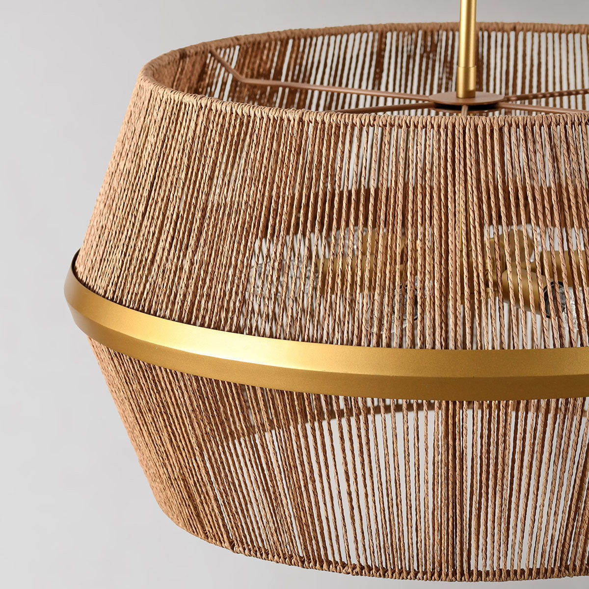 Wendy - Rattan Round Chandelier - Natural / Gold