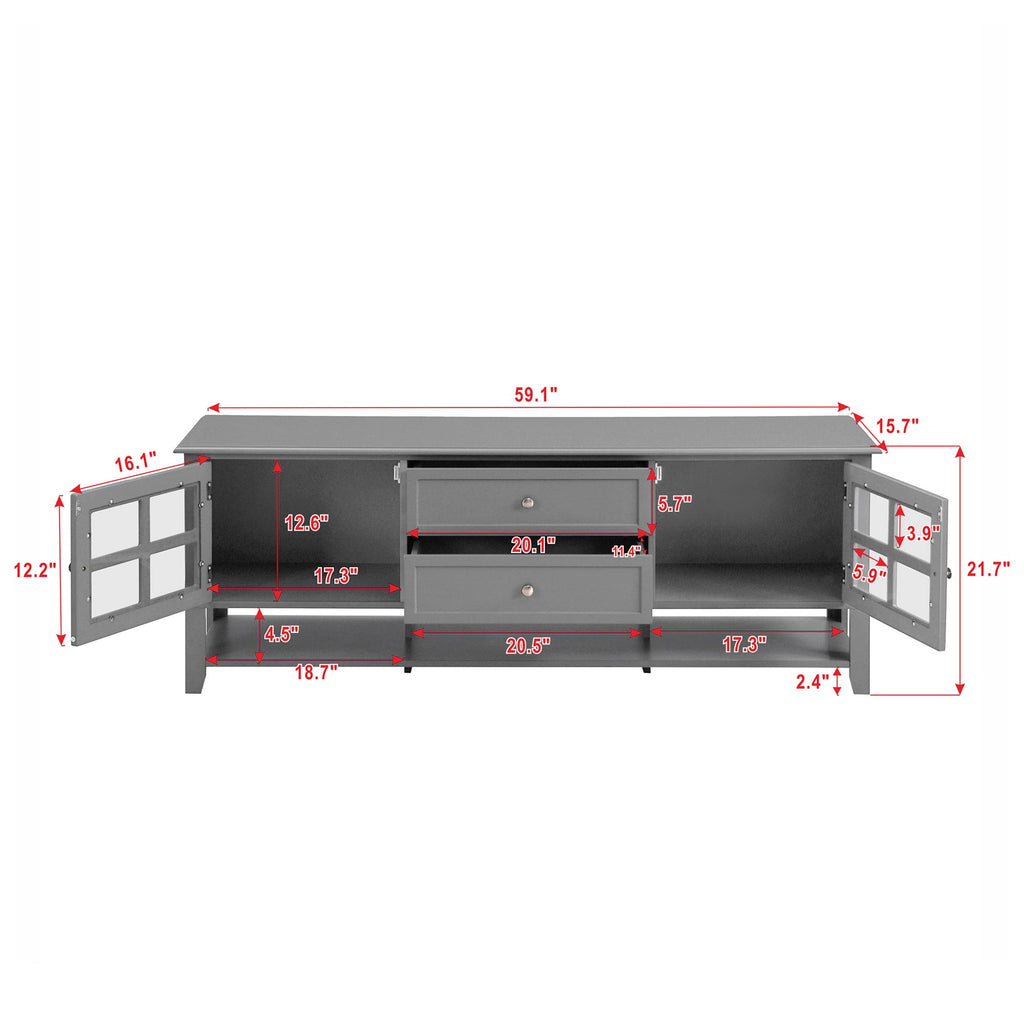 TV Stand, Entertainment Center With Dual Drawers And Hidden Storage, Cabinet With Soft Closing Doors And Sleek Panel Design