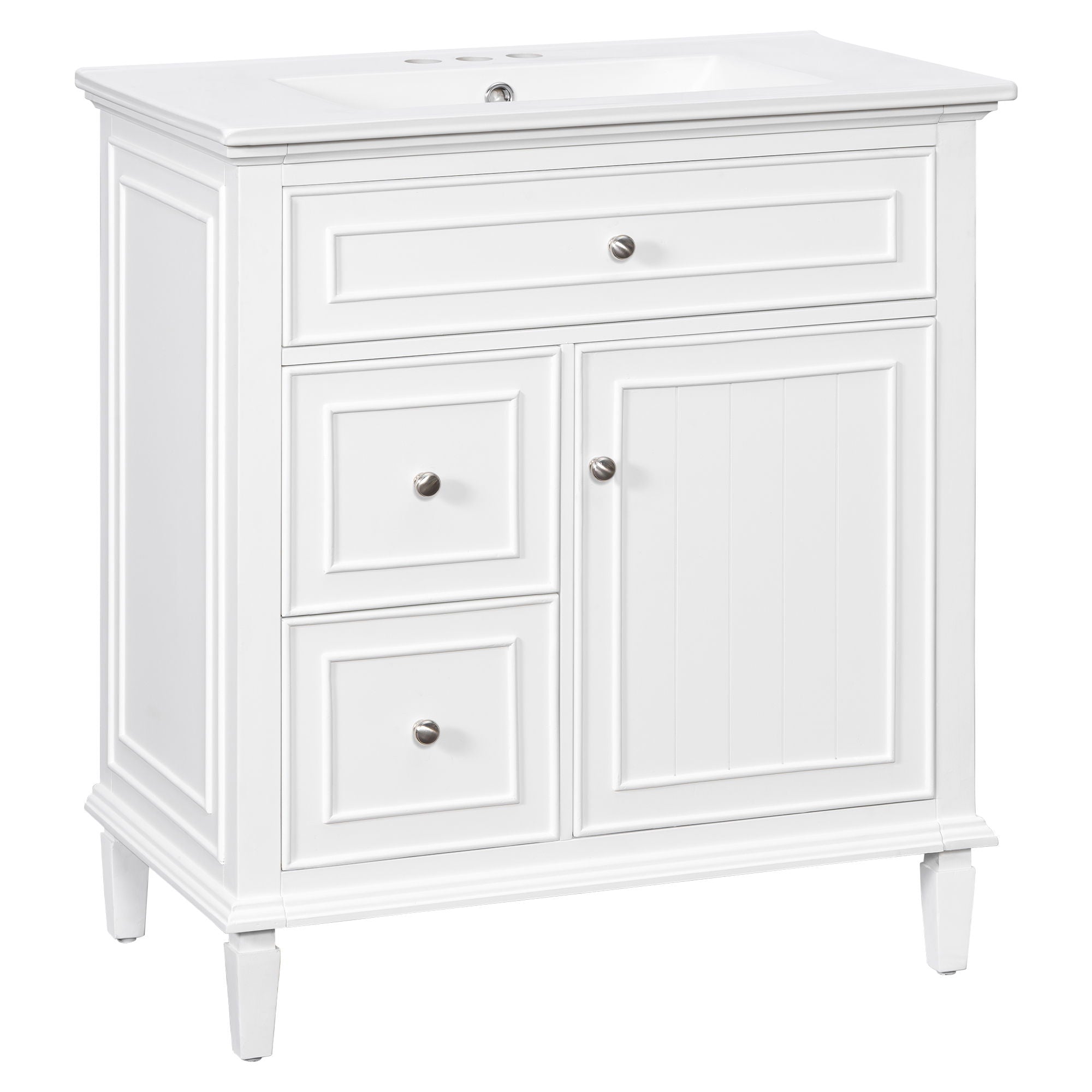Modern Bathroom Vanity With Sink, Adjustable Shelf, Flip Drawer & 2 Drawers
