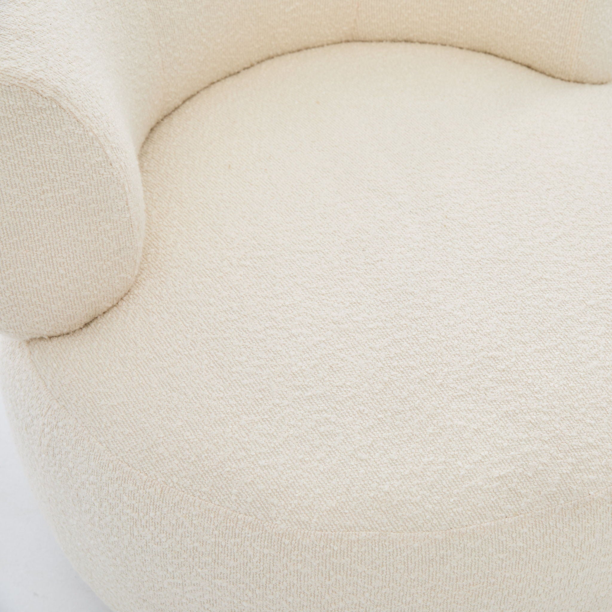 Swivel Accent Chair With Curved Backrest For Home Decor - Beige