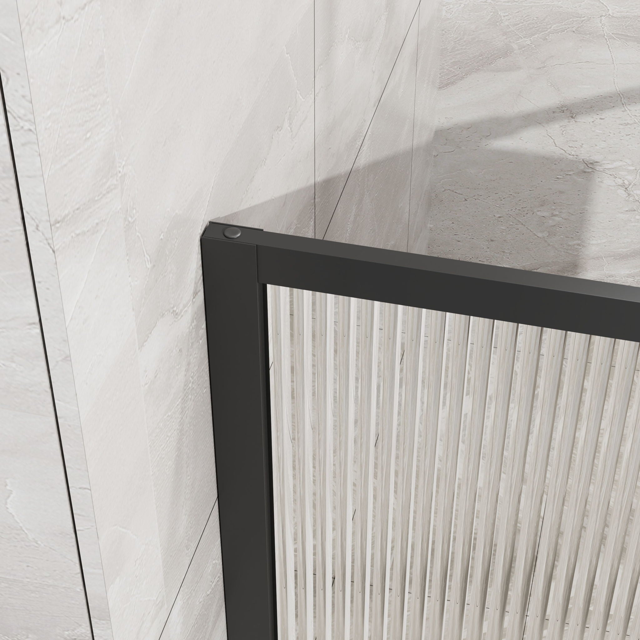 Shower Door With Center Mirror And Fluted Panels