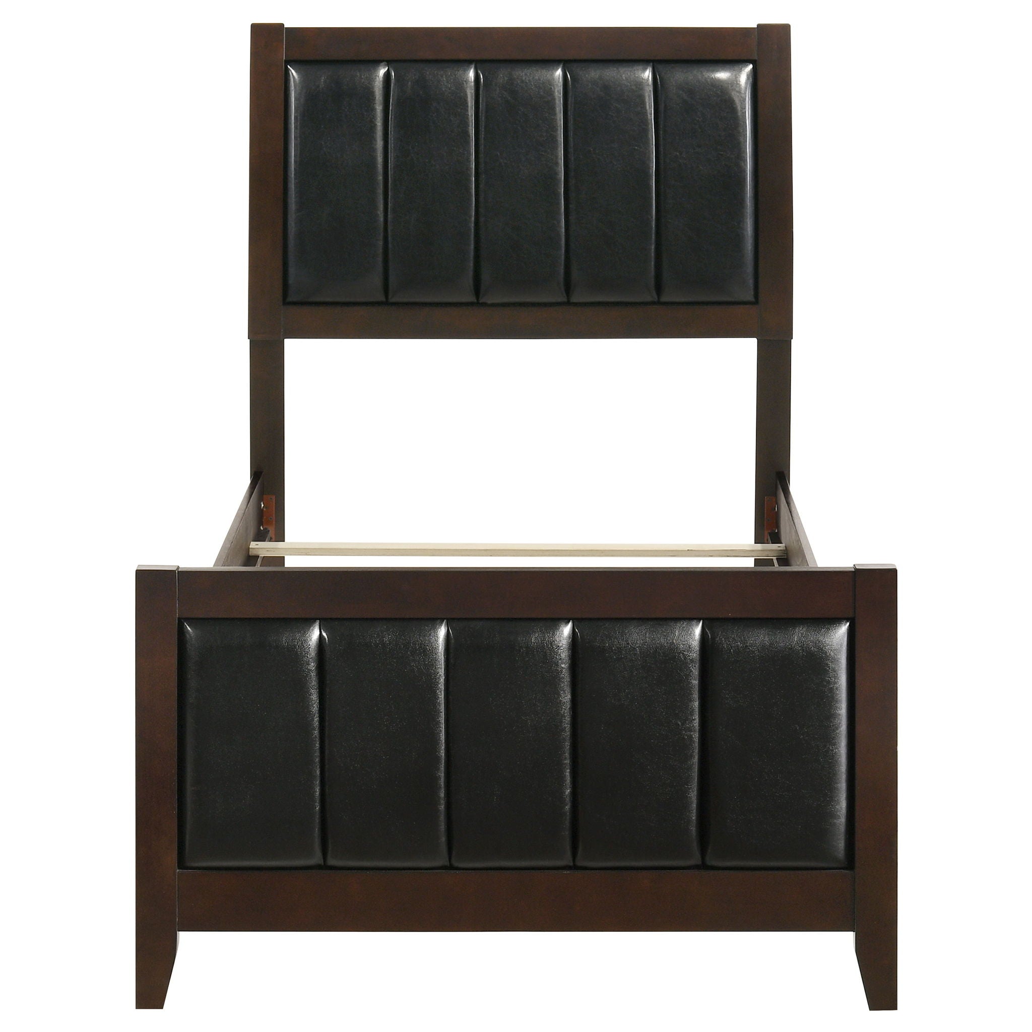 Twin Panel Bed With Headboard And Tapered Legs - Brown