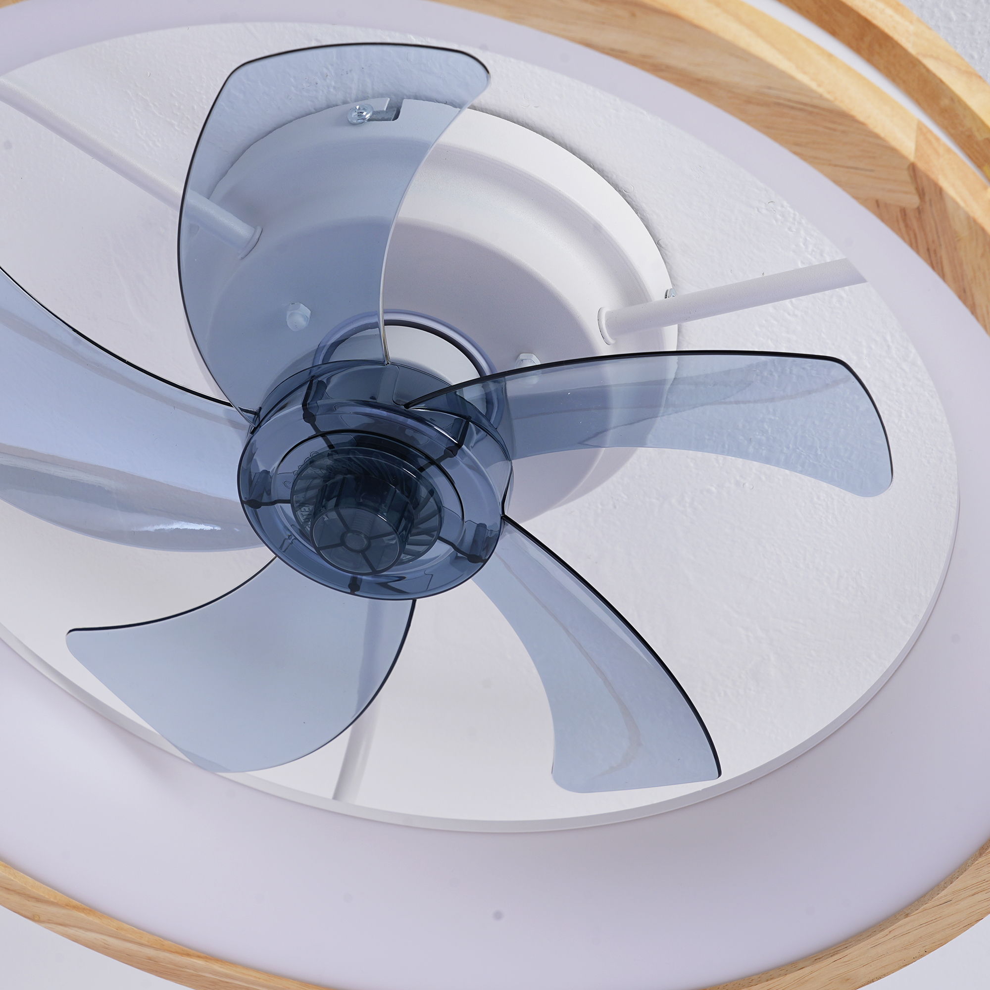 Ceiling Fans With LED Light Source And Remote Control, 3000 - 6500K Dimmable, 6 Speeds, Quiet DC Motor For Living Room - Natural Wood / White