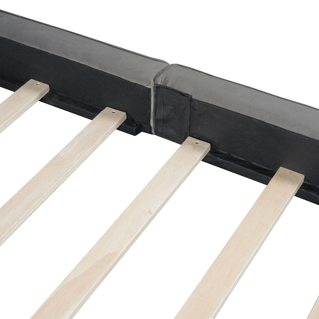 Upholstered Platform Bed, Grounded Bed With Solid Frame