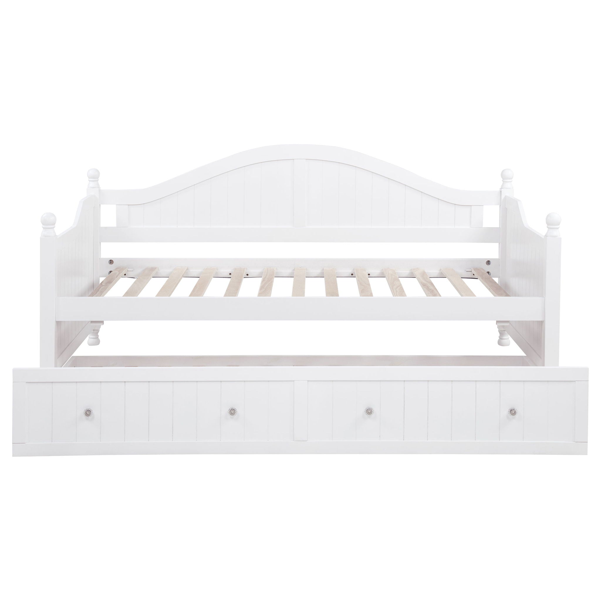 Twin Daybed With Trundle Storage Bed - White