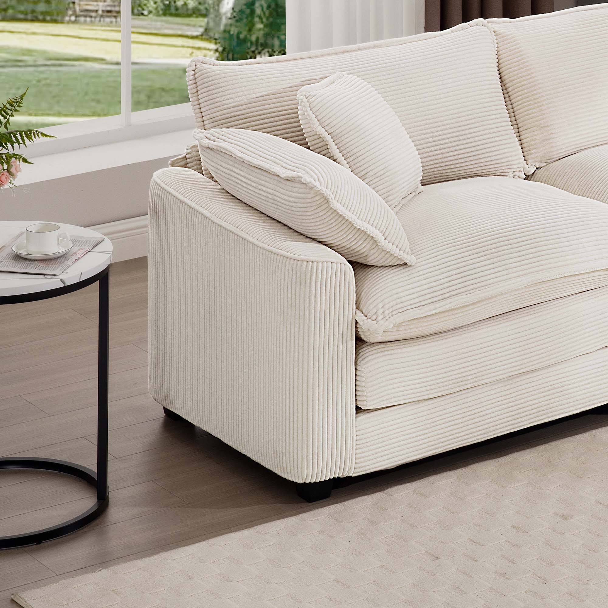 Modern Oversized Modular Cushion Sofa With Ottoman, Low Back, Deep Seating Sofa Set