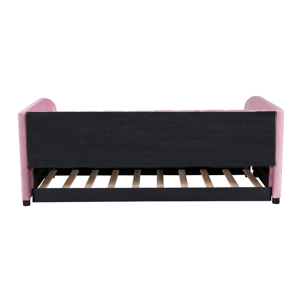 Upholstered Daybed With Ergonomic Design Backrest