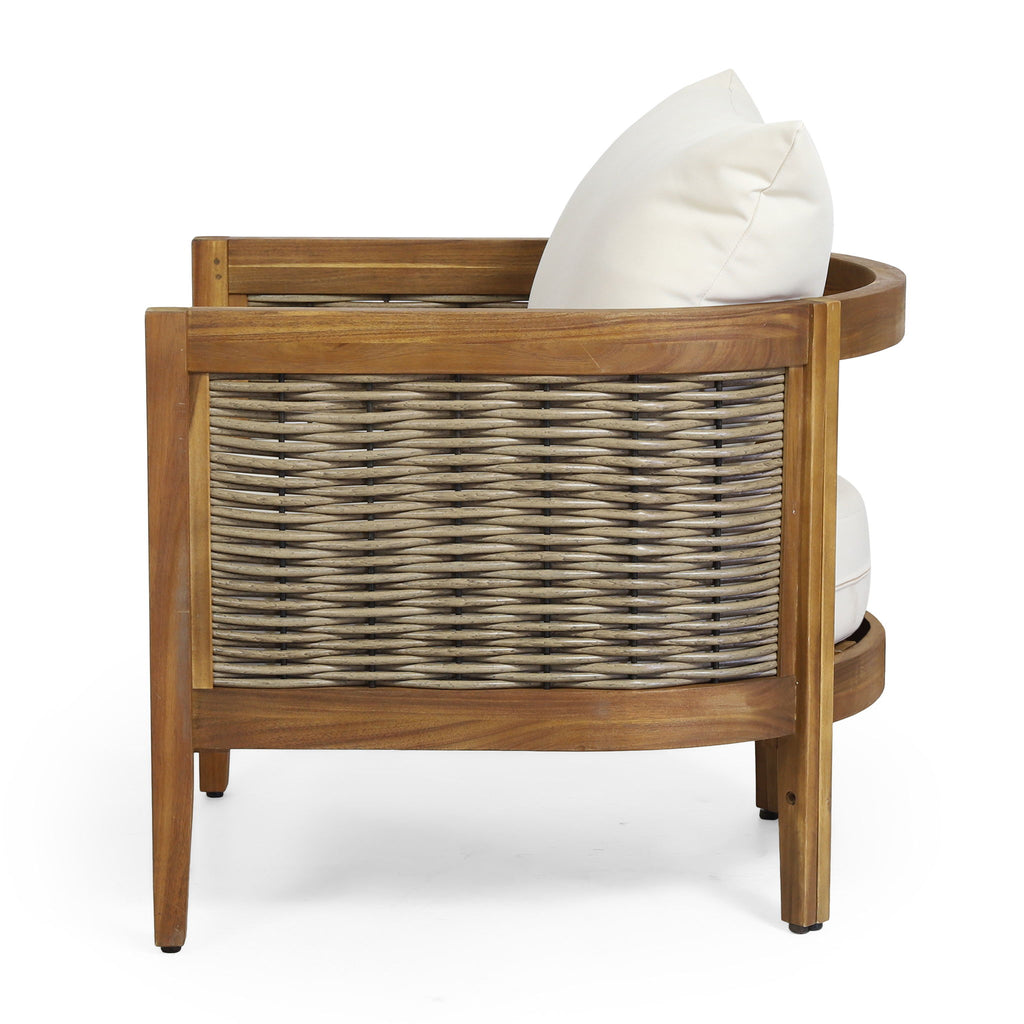 Outdoor Acacia Wood Club Chairs With Cushions