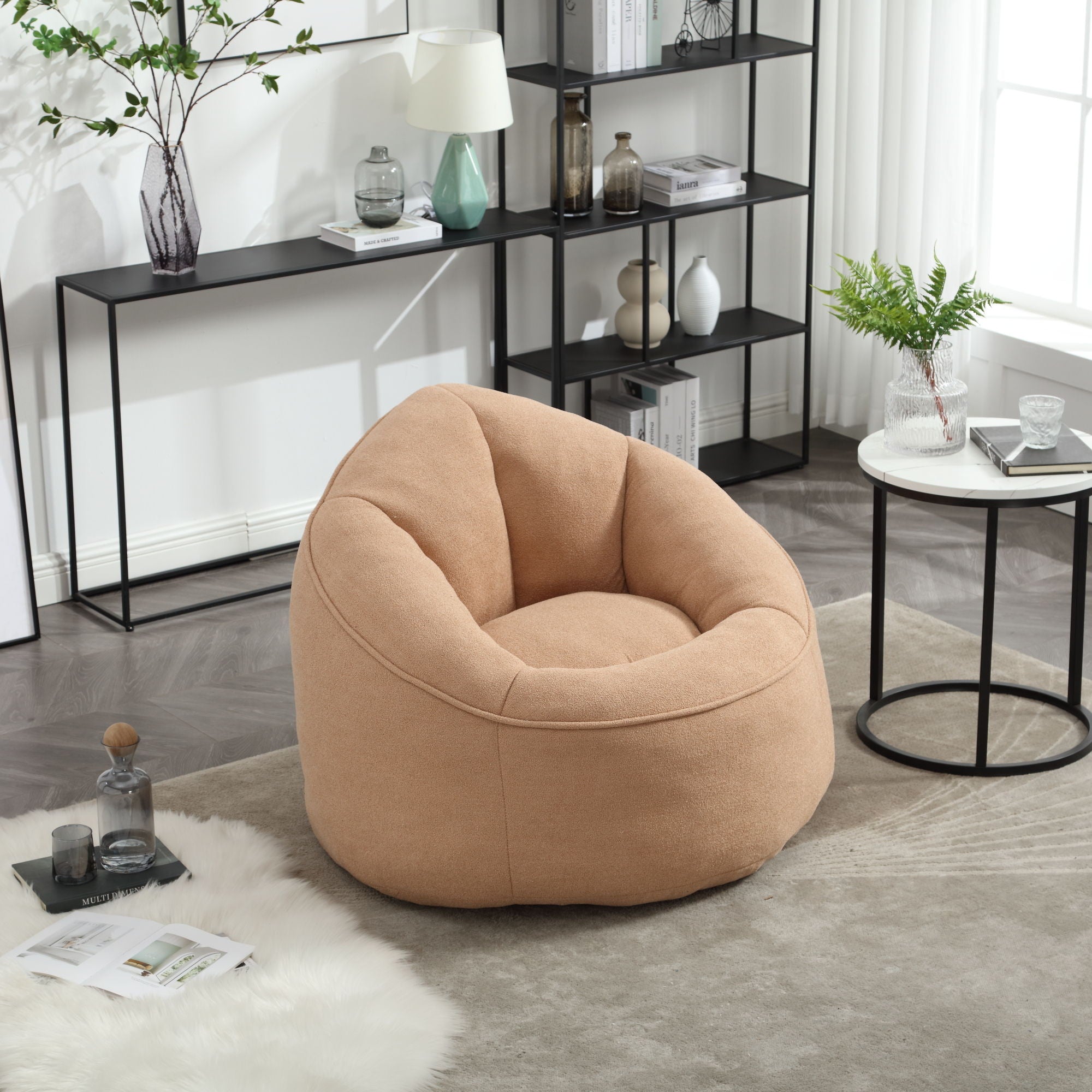 Bedding Bean Bag Sofa Chair High Pressure Foam With Footrest