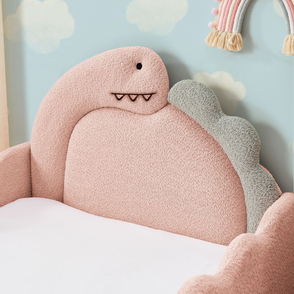 Cute Dinosaur Shaped Bed With Safety Guardrail, Toddler Frame