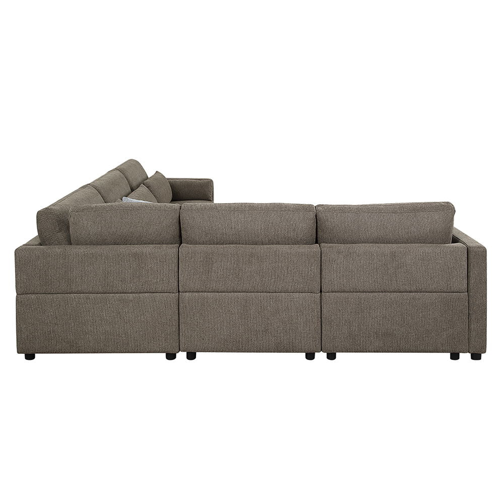 Rylie - Modular Armless Chair With Pillow - Brown Linen