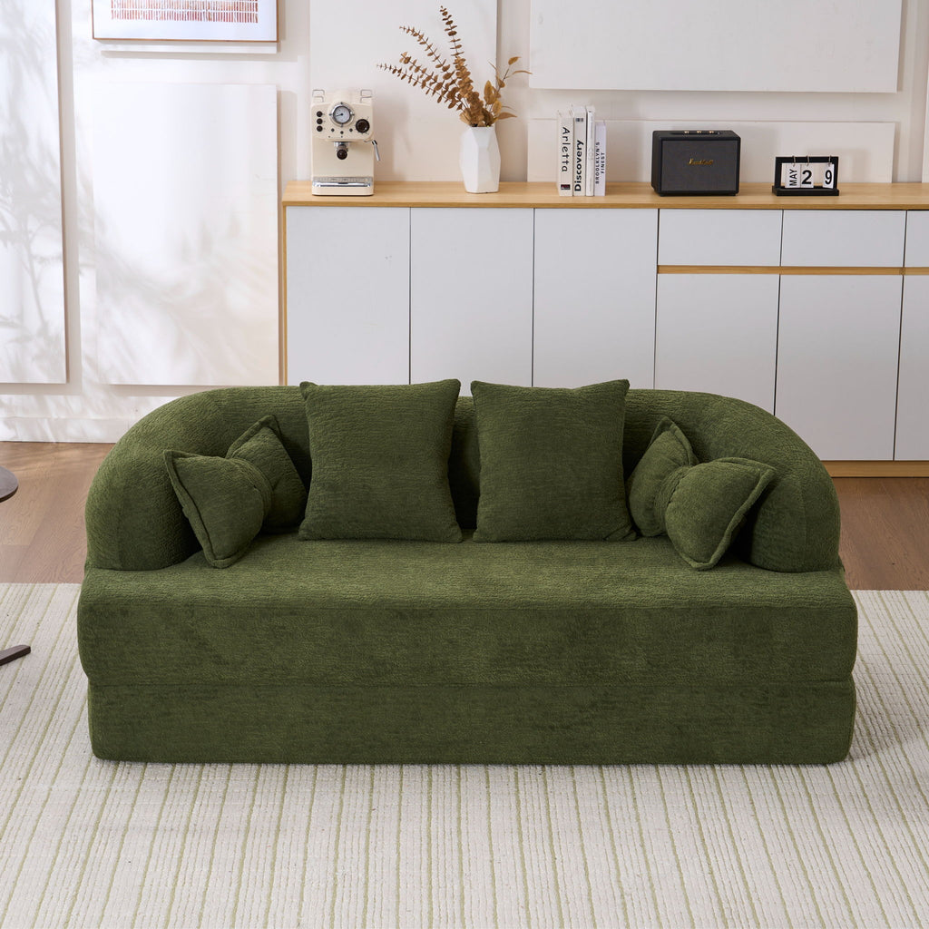 Foldable Sofa Bed, Boneless Couch Convertible Sleeper With 4 Pillows