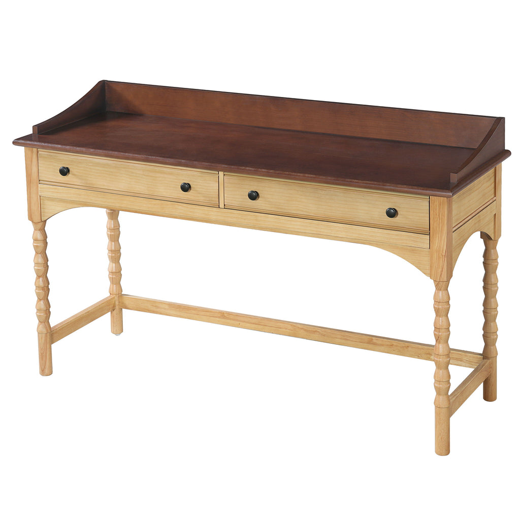 Writing Desk With 2 Storage Drawers, Workstation For Living Room - Brown / Natural