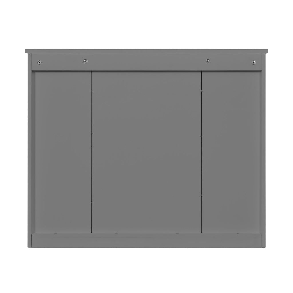 Wall Mounted Bathroom Cabinet With Mirror And 4 Shelves, Rectangular Design - Gray