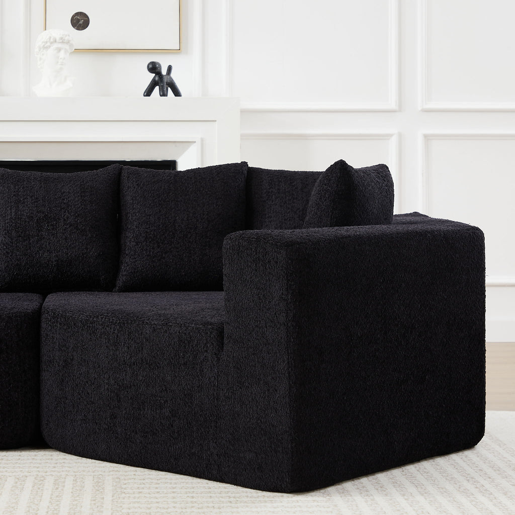 L - Shaped Modular Sofa With Deep Seat And 11 Pillows