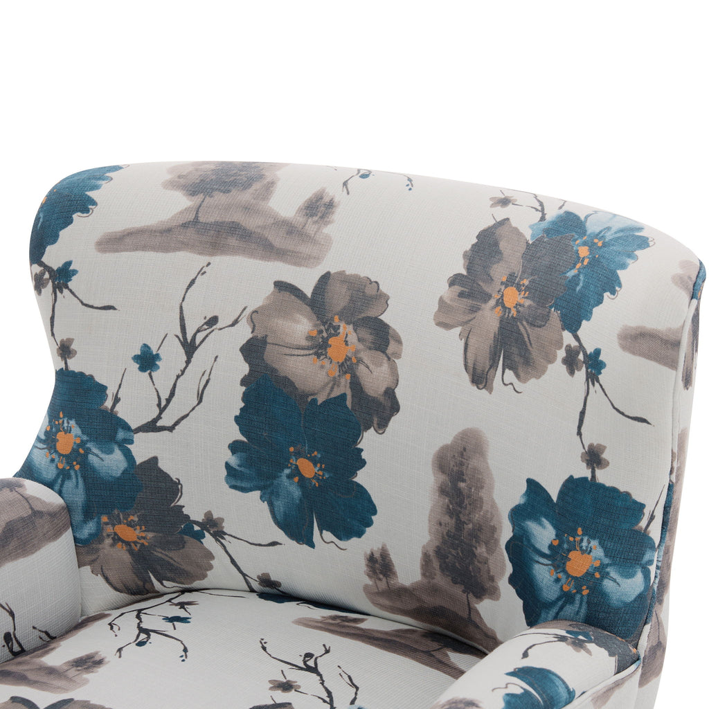 Armchair With Round Arm - White / Blue