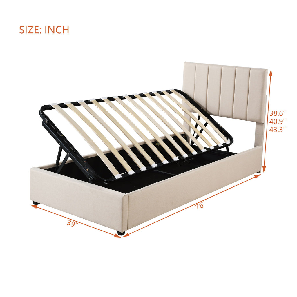 Upholstered Platform Bed With A Hydraulic Storage System