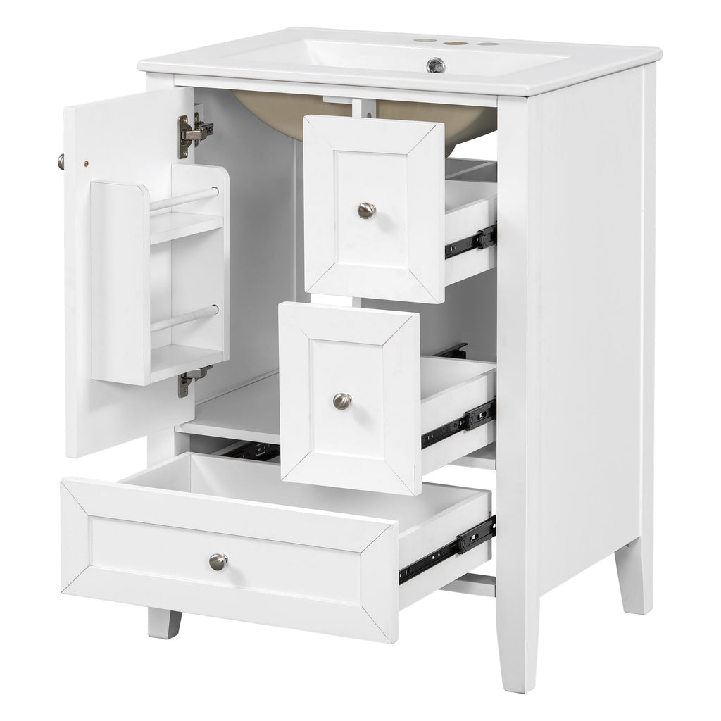 Modern Bathroom Vanity With Sink, Freestanding Cabinet With Drawers And Shelves