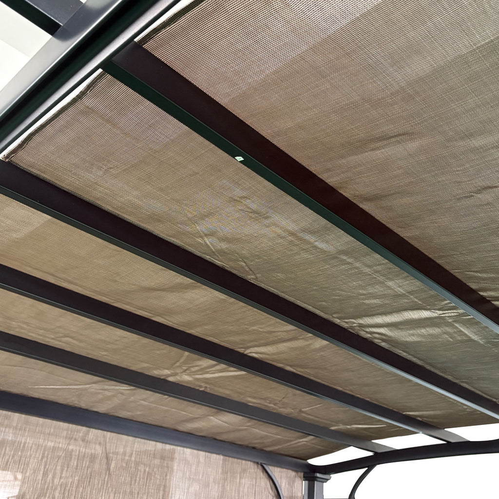 13' X 7.7' Outdoor Pergola Sun Shade Cover Cloth Patio Canopy Hdpe Permeable With Grommets - Brown