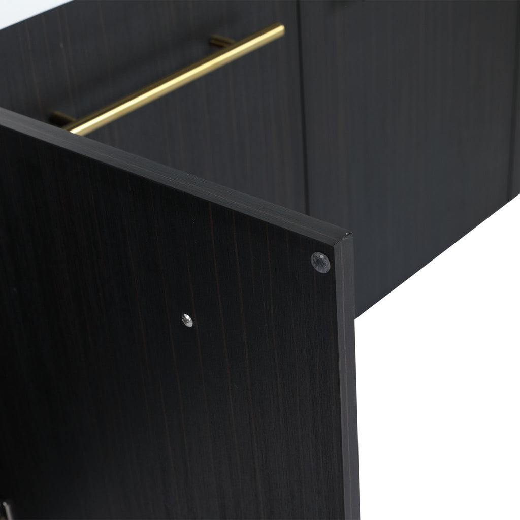 Modern Wall Mounted Bathroom Vanity With Resin Sink And Storage Rack