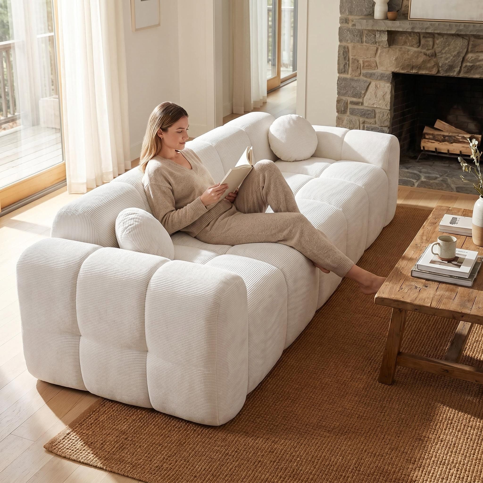 Extra Large Compression Sofa, Cloud Puff Couch For Living Room