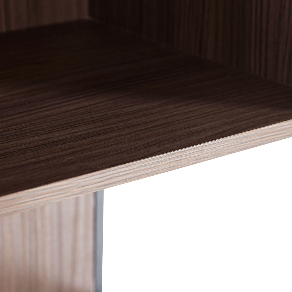Modern Minimalist Tall Lighted Display Cabinet With Tempered Glass Door - Black / Dark Walnut