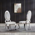 Dining Chair With Oval Backrest, Stainless Steel Legs (Set of 2)