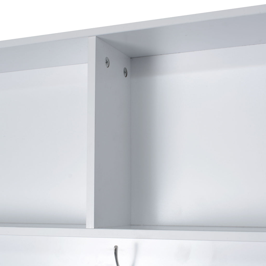 Entryway Bench With Coat Rack, 3 In 1 Design And Adjustable Shelves