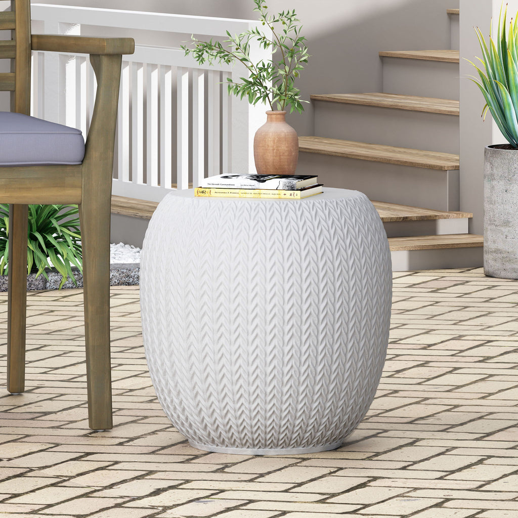 Outdoor Lightweight, Concrete Side Table - Antique White