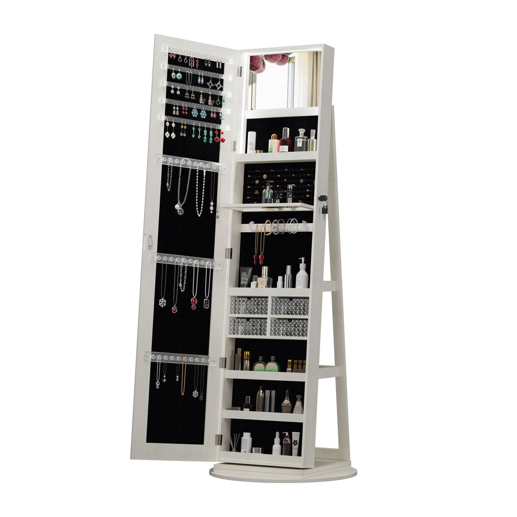 Swivel Jewelry Cabinet With Full Length Mirror