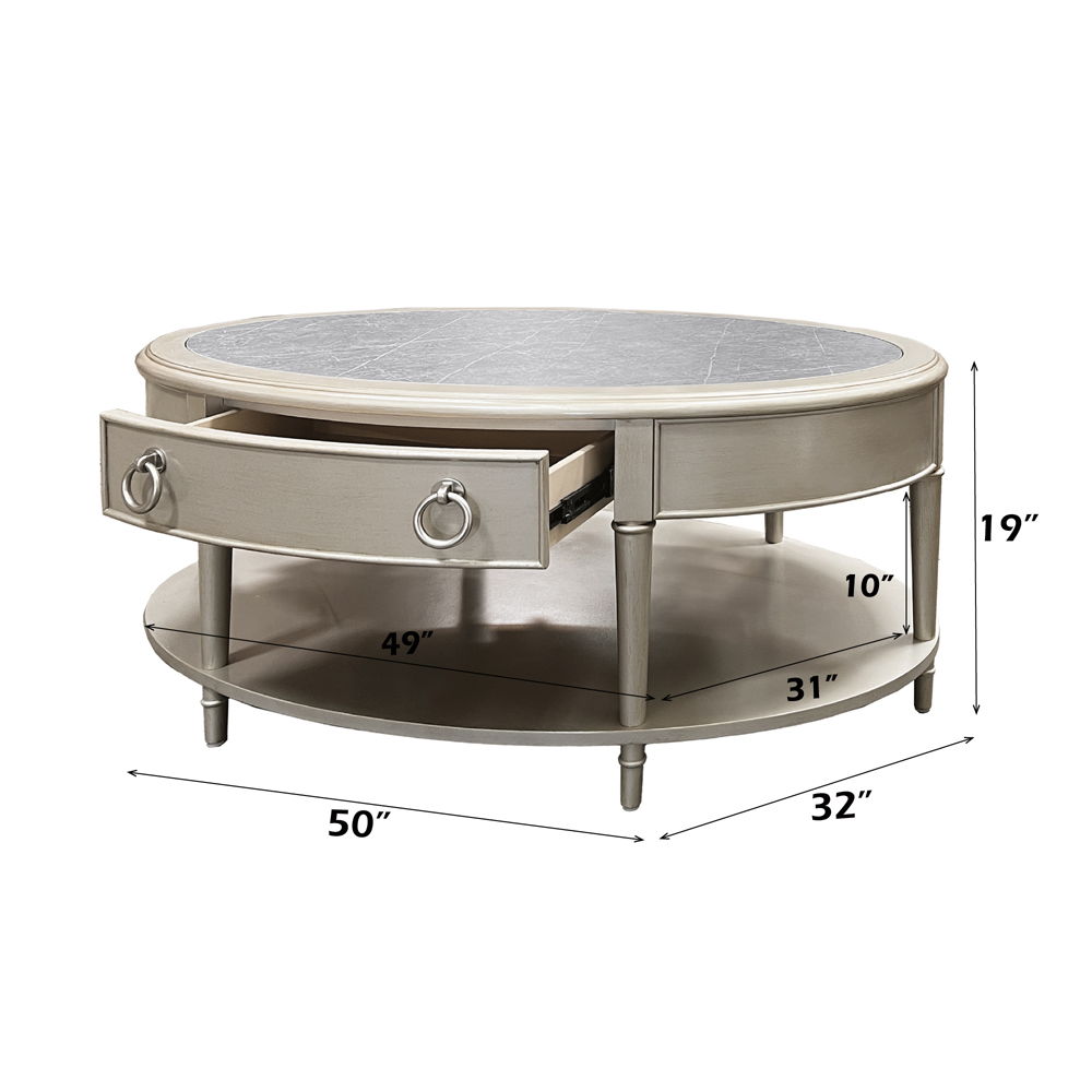 Kasa - Coffee Table - Sintered Stone Top & Champagne