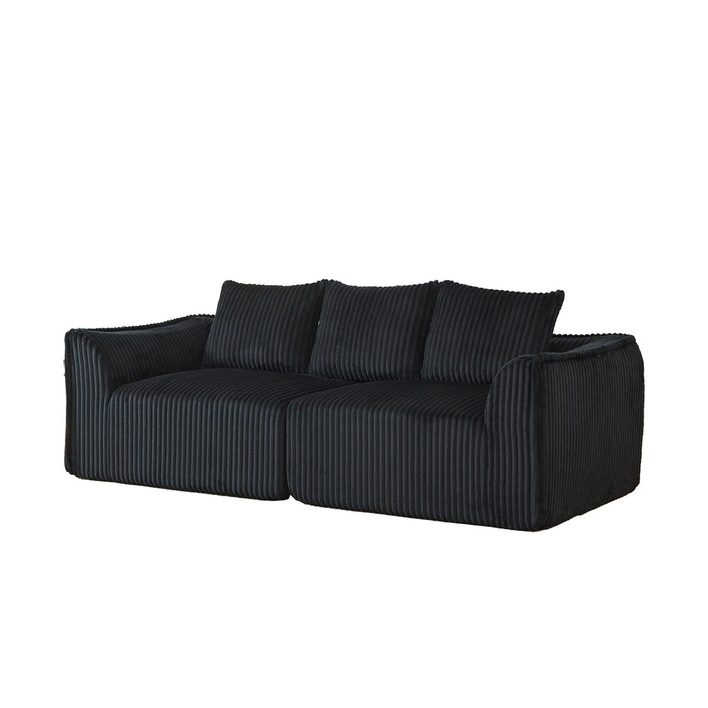 Minimalist 3 Seater Sofa With Curved Lines And Gently Sloped Backrest