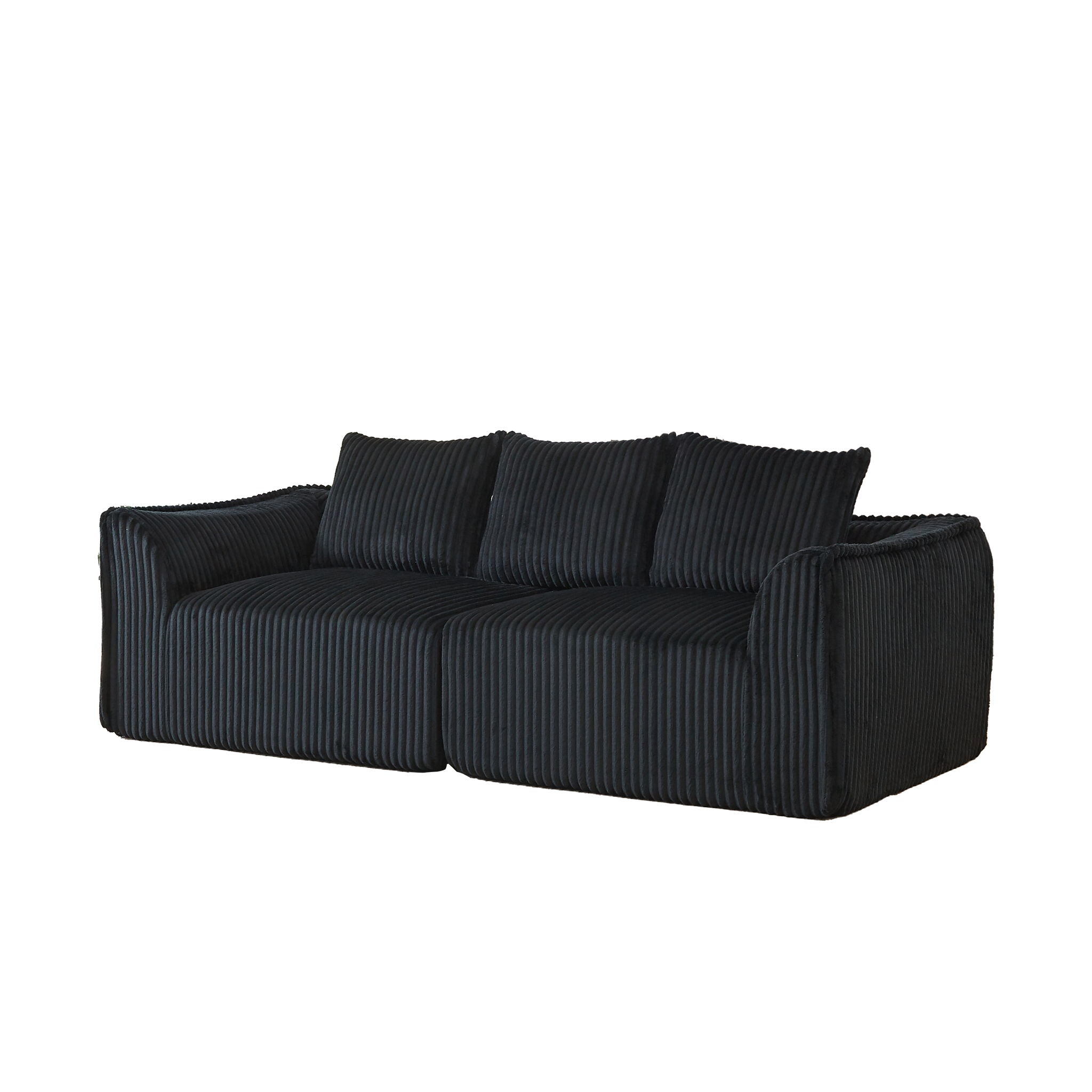Minimalist 3 Seater Sofa With Curved Lines And Gently Sloped Backrest