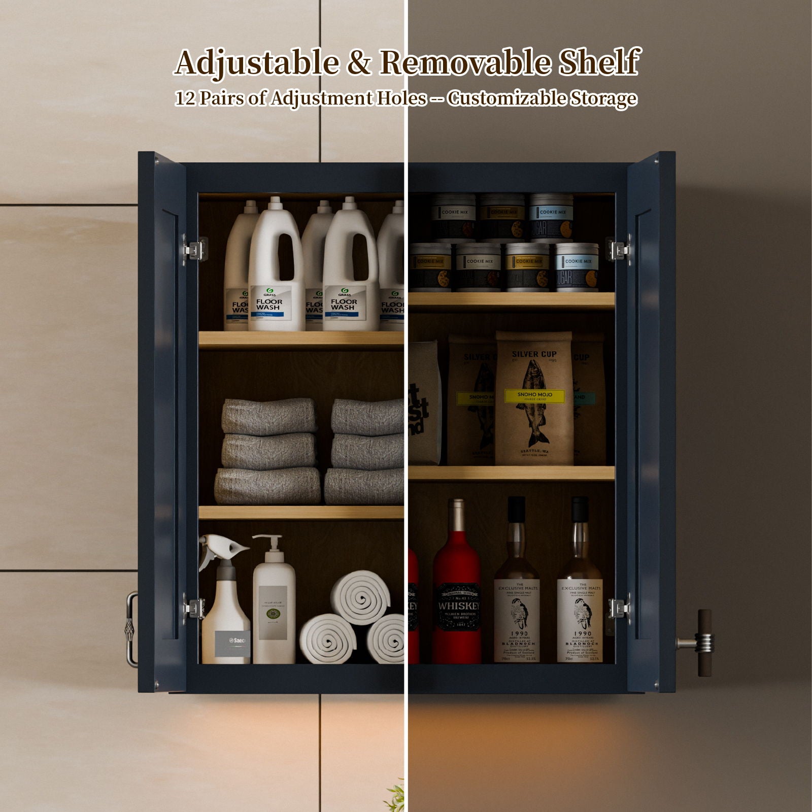 Shaker Wall Cabinet With 2 Adjustable Shelves