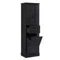 Modern Tall Storage Cabinet With Tilt-Out Compartment, Adjustable Shelves