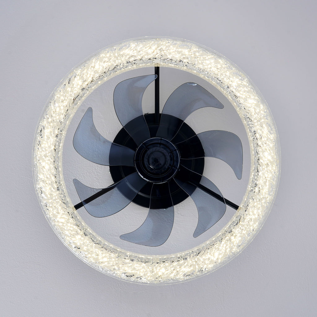 LED Light Source And Remote Control, 3000 - 6500K Dimmable Flush Mount LED Fan Light, 6 Speeds, Quiet DC Motor For Living Room - Matte Black