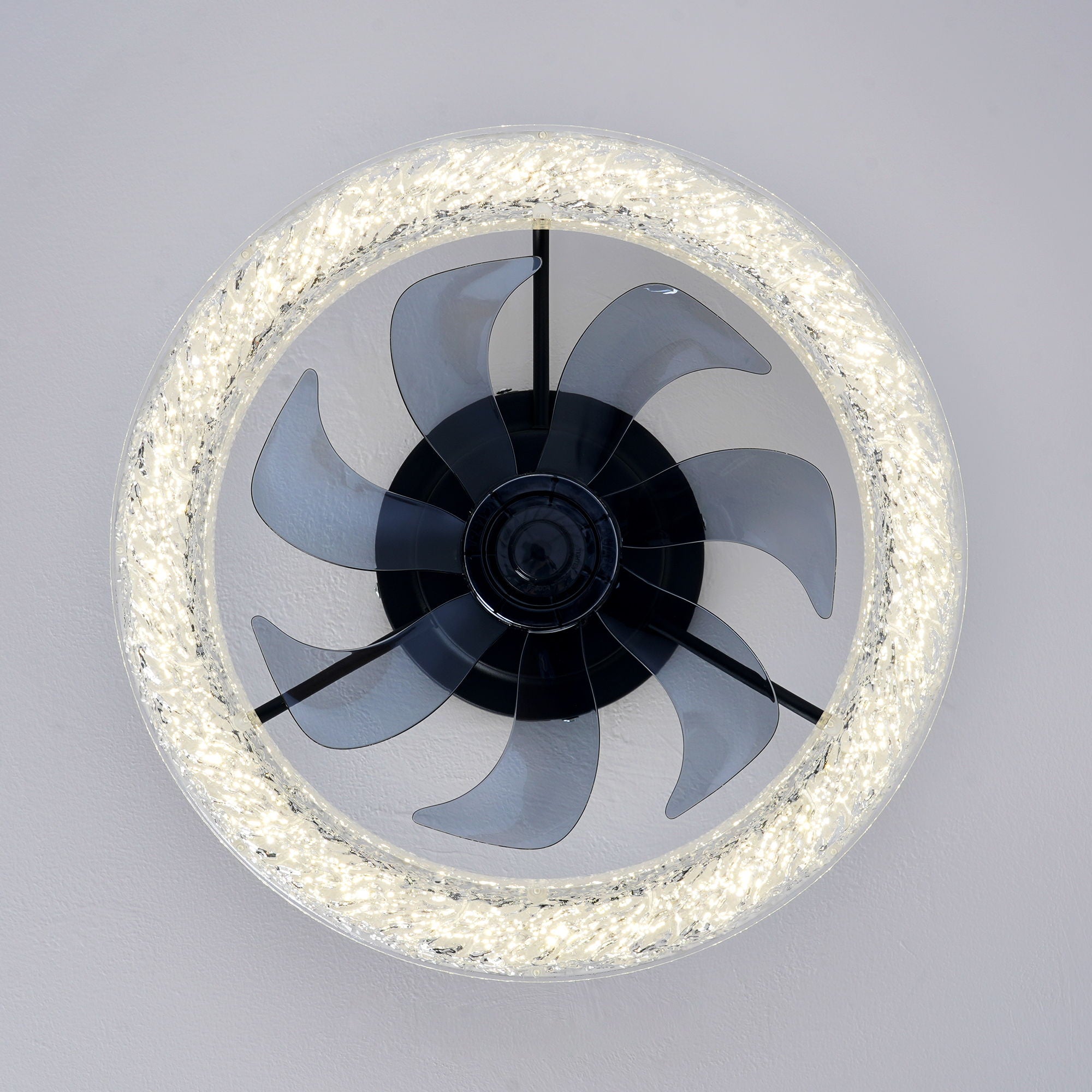 LED Light Source And Remote Control, 3000 - 6500K Dimmable Flush Mount LED Fan Light, 6 Speeds, Quiet DC Motor For Living Room - Matte Black