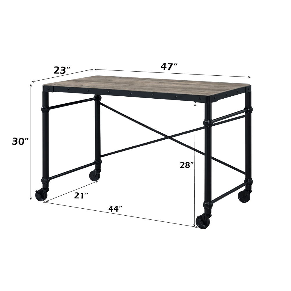 Oklarth - Writing Desk - Rustic Oak & Black