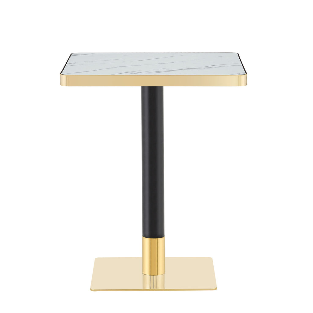 Square Dining Table & Pedestal For Kitchen - Black / Gold / White